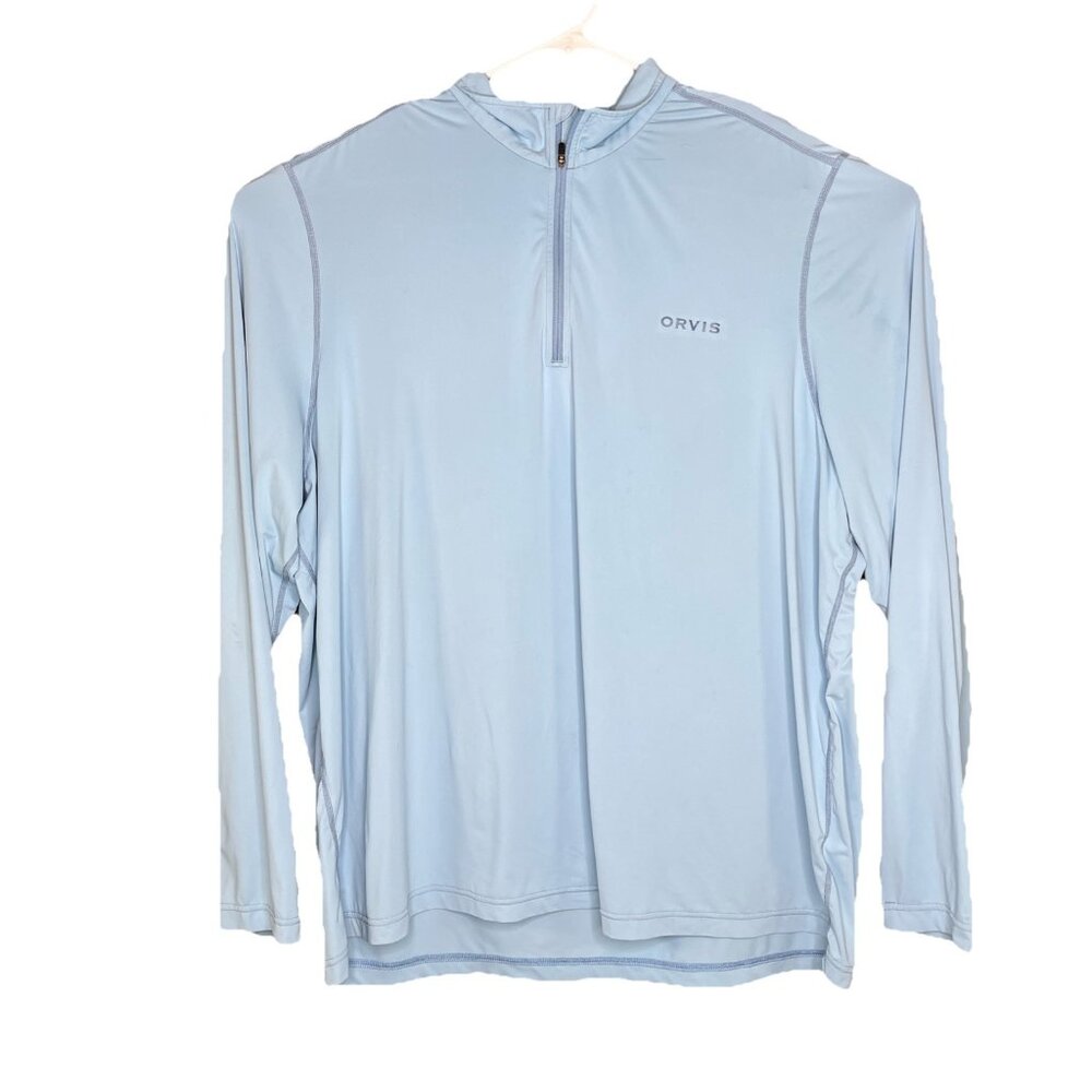 Orvis Dricast Quarter Zip Pullover Long Sleeve Shirt XX Large Light Blue